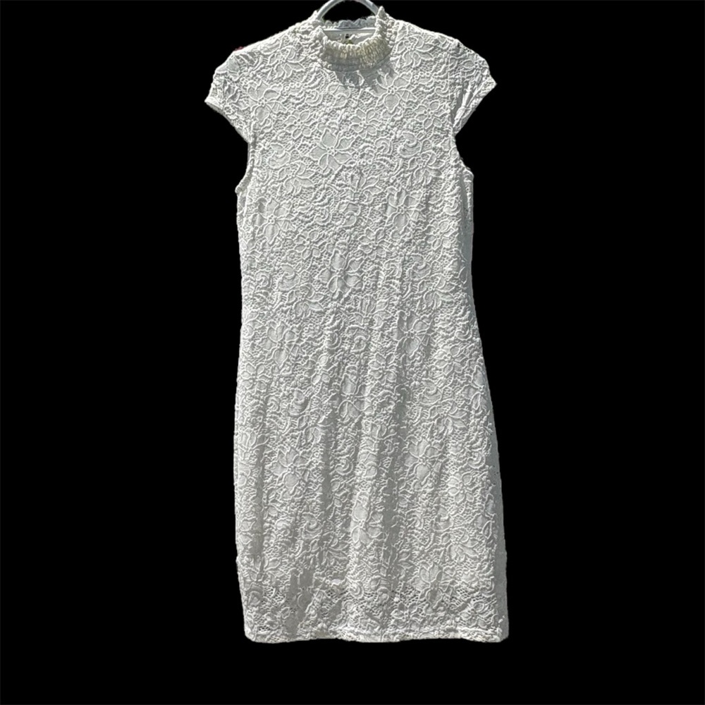 Only China collar white floral dress size M